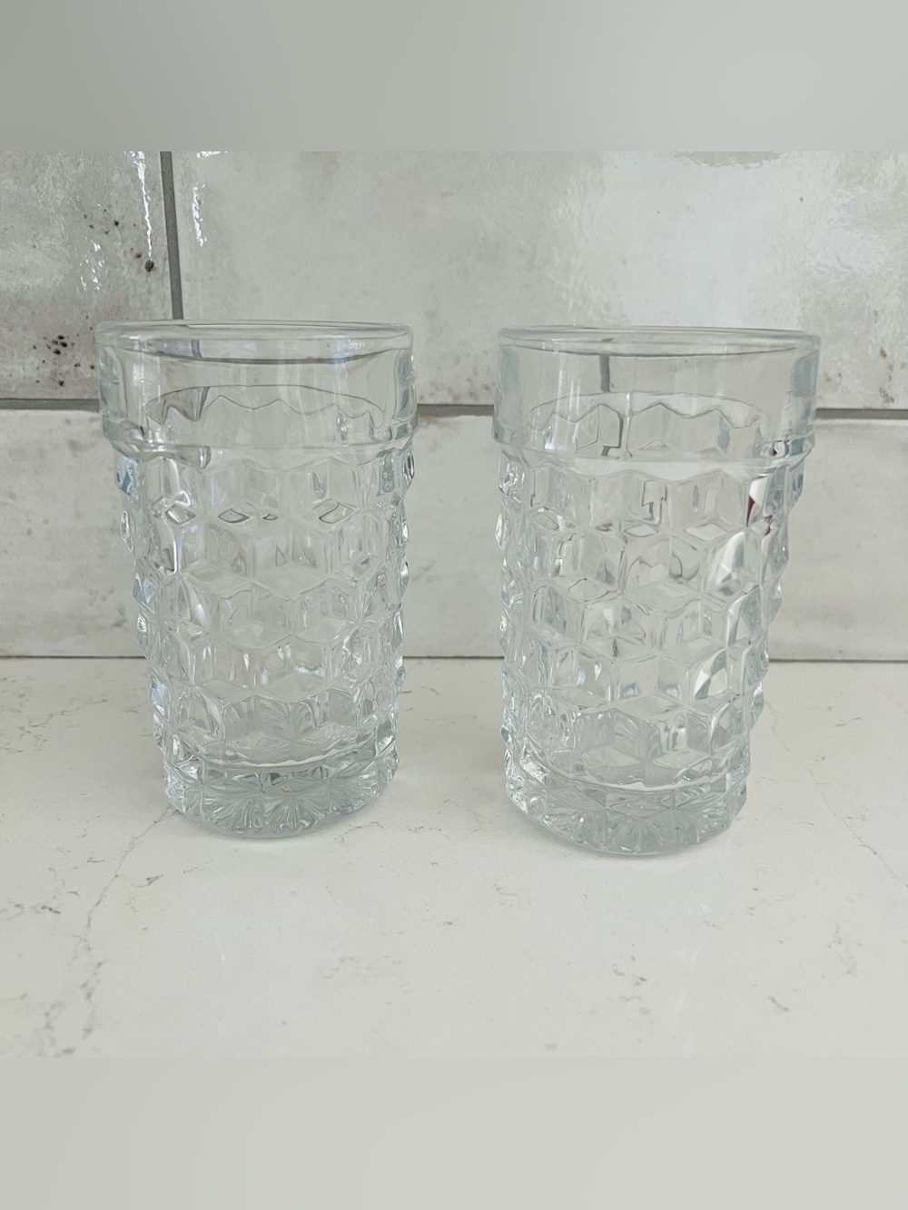 FOSTORIA American Clear Vintage Flat Ice Tea Glasses - Set of 2